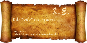 Kövécs Endre névjegykártya